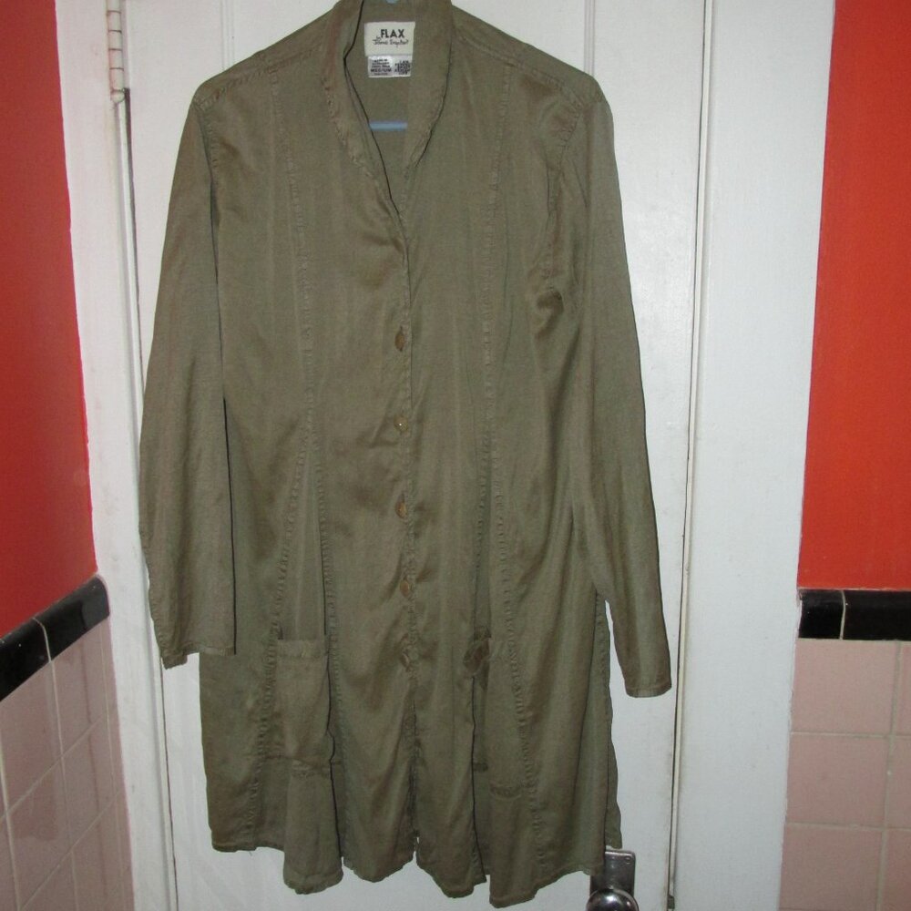 100% Silk Flax Olive Green Women's Jacket